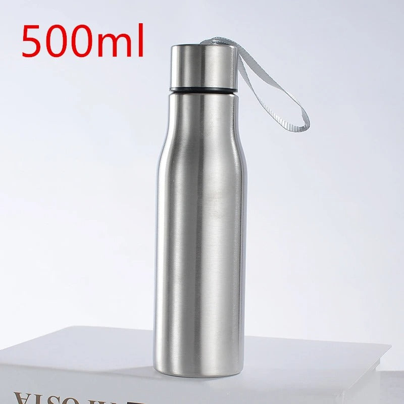 500ml/1000ml Sport Water Bottle Single-layer Rugged Cup Travel Camping Sports Drink Bottles Drinkware Stainless Steel