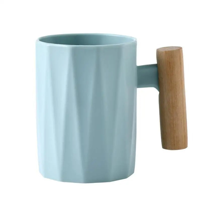 Nordic Wooden Handle Ceramic Porcelain Mug Coffee Cups Literary Water Tea Cup Milk Mug Coffee Cup Drinkware Coffeeware Teaware