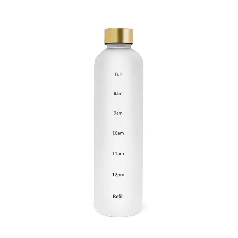 1Liter Sports Water Bottle With Time Marker Fitness Outdoor Travel Portable Leakproof Drinkware BPA Free Frosted Drink Bottles