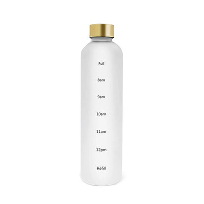 1Liter Sports Water Bottle With Time Marker Fitness Outdoor Travel Portable Leakproof Drinkware BPA Free Frosted Drink Bottles