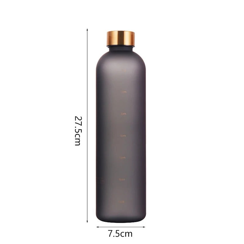 1Liter Sports Water Bottle With Time Marker Fitness Outdoor Travel Portable Leakproof Drinkware BPA Free Frosted Drink Bottles