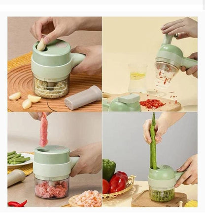 4 in 1 Electric Handheld Cooking Hammer Vegetable Cutter Set Electric Food Chopper Multifunction Vegetable Fruit Slicer