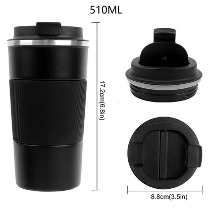 380 Ml /510 Ml Stainless Steel Coffee Cups Leak-Proof Non-Slip Thermal Mug Car Vacuum Water Bottle for Travel Coffeeware Teaware