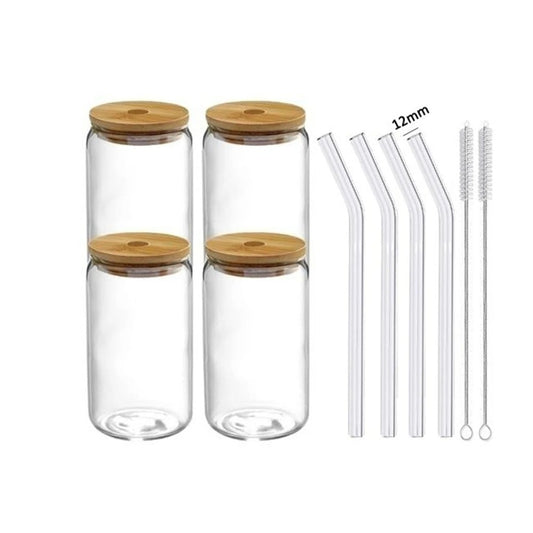 350ml/550ml Glass Cup With Lid and Straw Transparent Bubble Tea Cup Juice Glass Beer Can Milk Mocha Cups Breakfast Mug Drinkware