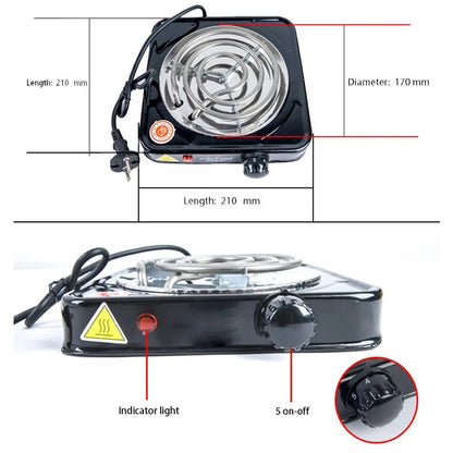 1000W Electric Stove Iron Burner Hot Plate Portable Kitchen Cooker Coffee Heater Milk Soup Durable Asjustable Quick