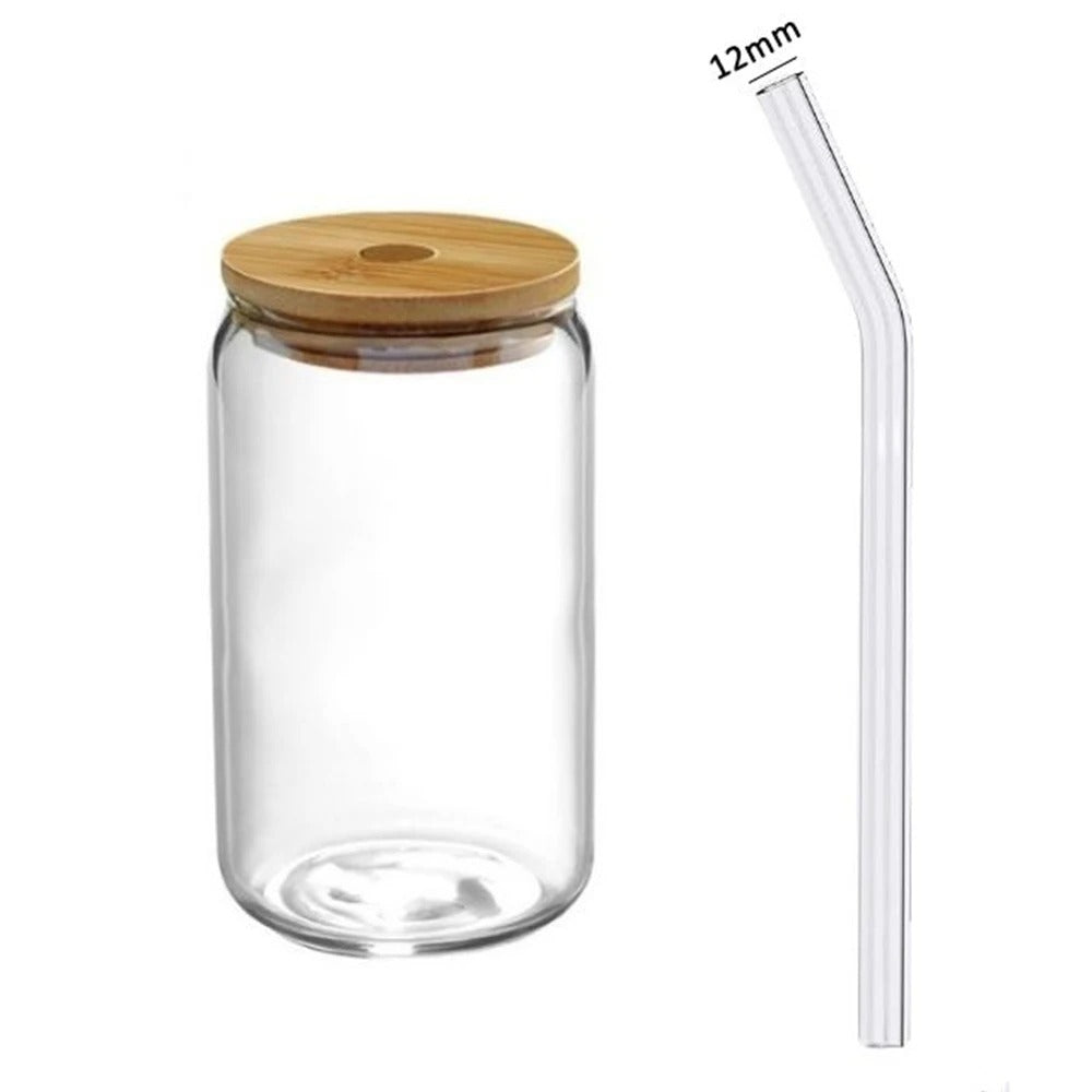 350ml/550ml Glass Cup With Lid and Straw Transparent Bubble Tea Cup Juice Glass Beer Can Milk Mocha Cups Breakfast Mug Drinkware