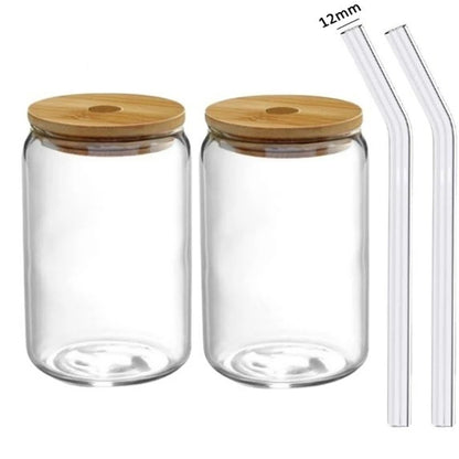 350ml/550ml Glass Cup With Lid and Straw Transparent Bubble Tea Cup Juice Glass Beer Can Milk Mocha Cups Breakfast Mug Drinkware