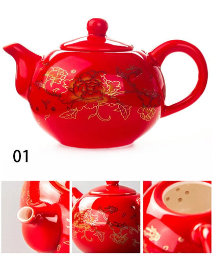 Kung Fu Tea Pot Tea Set and Coffee Teapot Clay China's National Flower Peony Pattern Teapot Coffeeware Teaware Samovar Gaiwan