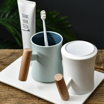 Nordic Wooden Handle Ceramic Porcelain Mug Coffee Cups Literary Water Tea Cup Milk Mug Coffee Cup Drinkware Coffeeware Teaware